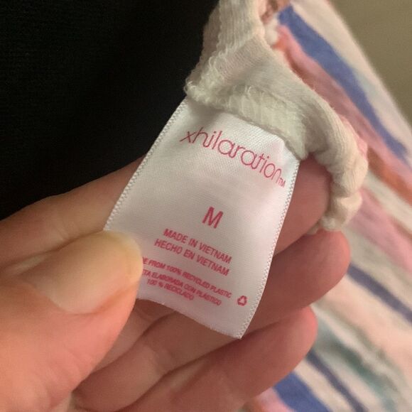 NWT Xhilaration (target )wide leg multi color striped one piece jumper slits - Picture 9 of 9